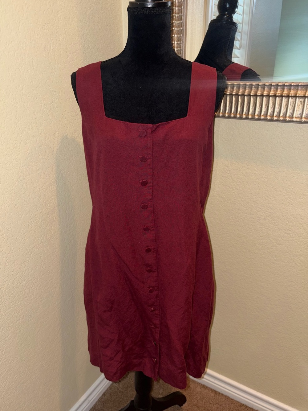 Ann Taylor Sleeveless Square-Neck Mini Dress in Burgundy - Picture 7 of 10